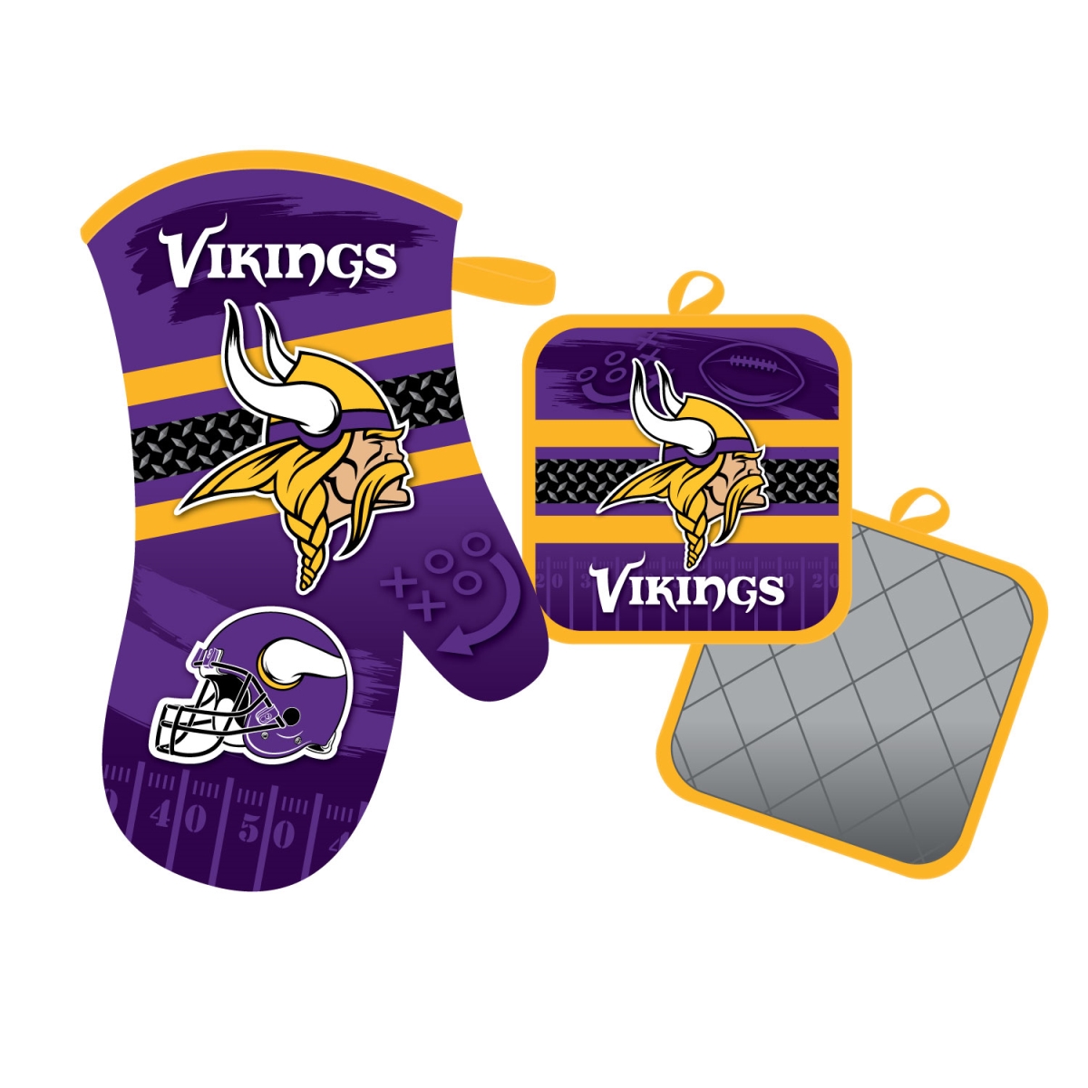 Mojo Licensing 9468800622 Minnesota Vikings Oven Mitt & Pot Holder Set