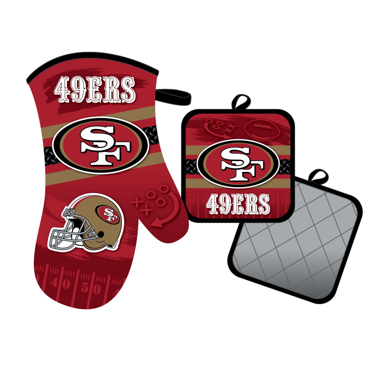 Mojo Licensing 9468800631 San Francisco 49ers Oven Mitt & Pot Holder Set