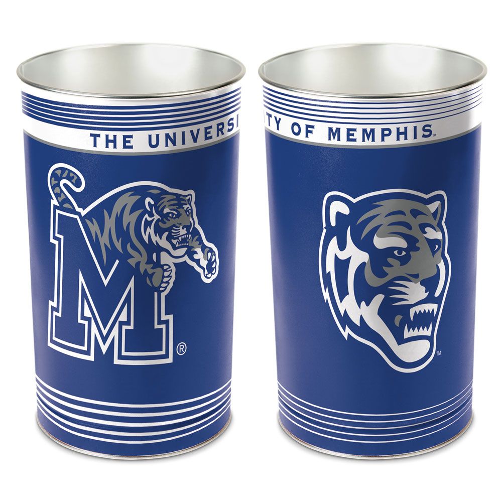 1094380188 15 in. Memphis Tigers Wastebasket, Blue & Gray