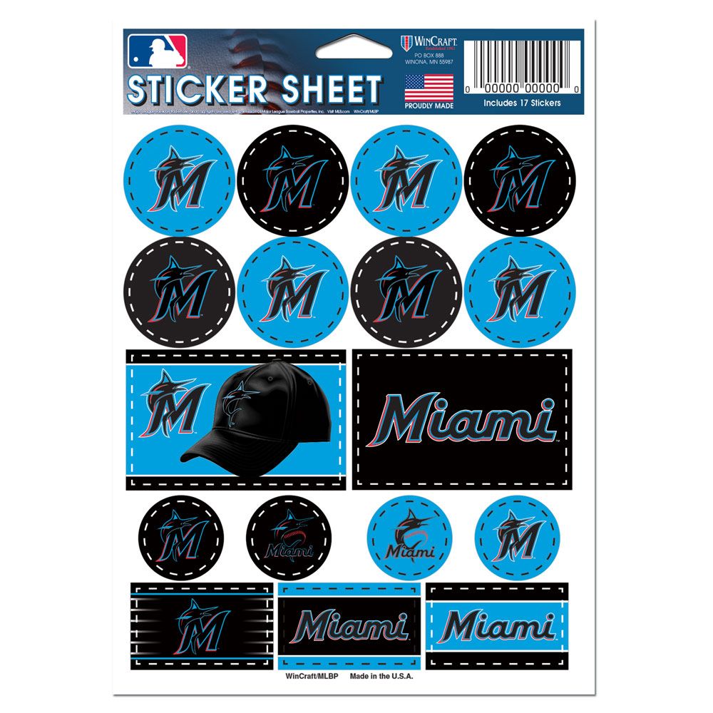 3208527246 5 x 7 in. Vinyl Miami Marlins Decal Sheet
