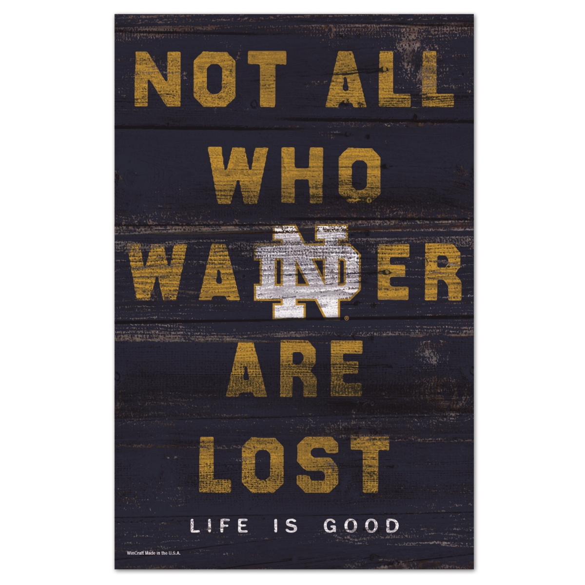 3208598410 11 x 17 in. Notre Dame Fighting Irish Sign - Wood Life Is Good