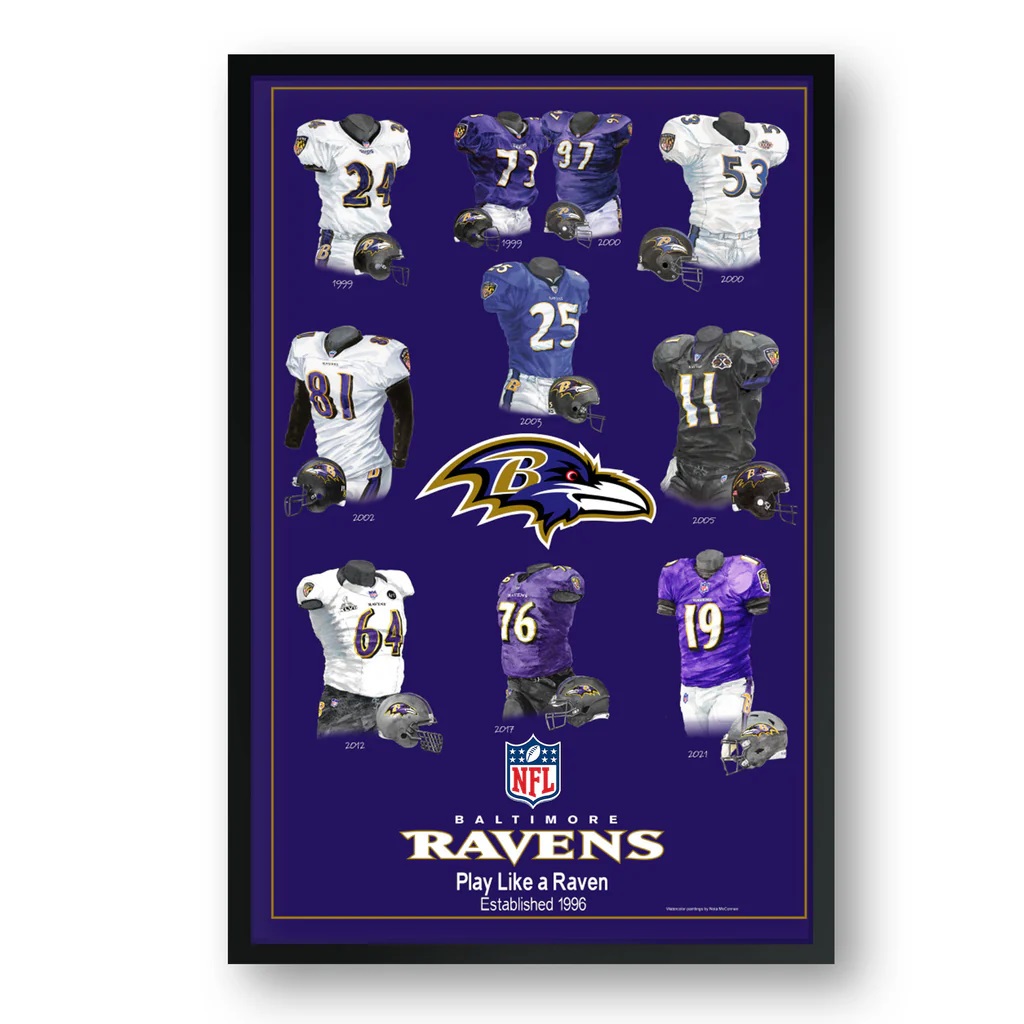 4033143593 10 x 13 in. Baltimore Ravens Framed Print - Uniform Heritage