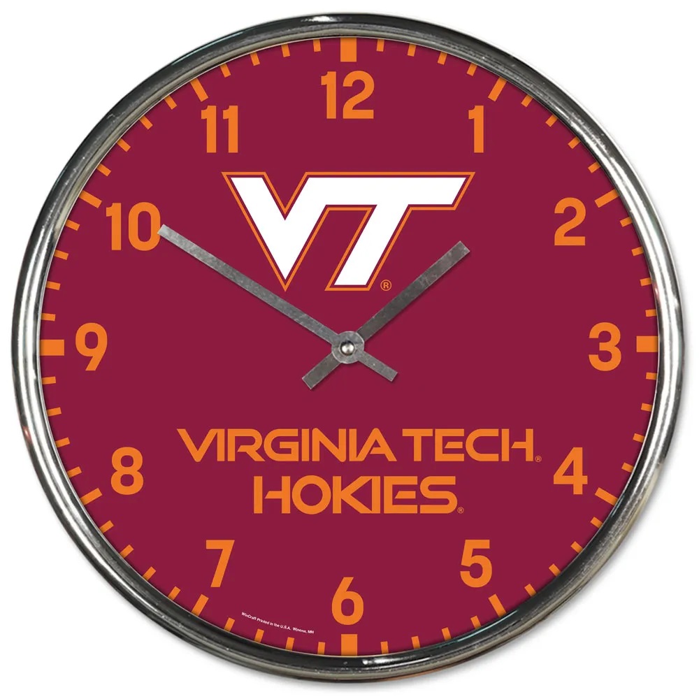 1094328013 Virginia Tech Hokies Clock - Round Wall Style Chrome