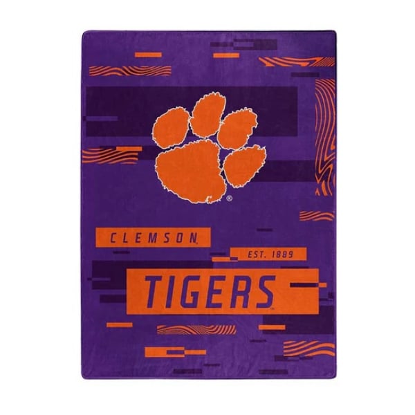 9060433204 60 x 80 in. Clemson Tigers Blanket - Raschel Digitize Design