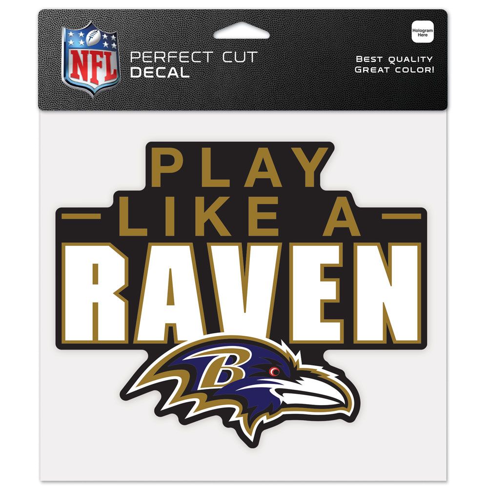 9416605240 8 x 8 in. Baltimore Ravens Decal - Perfect Cut Color Slogan