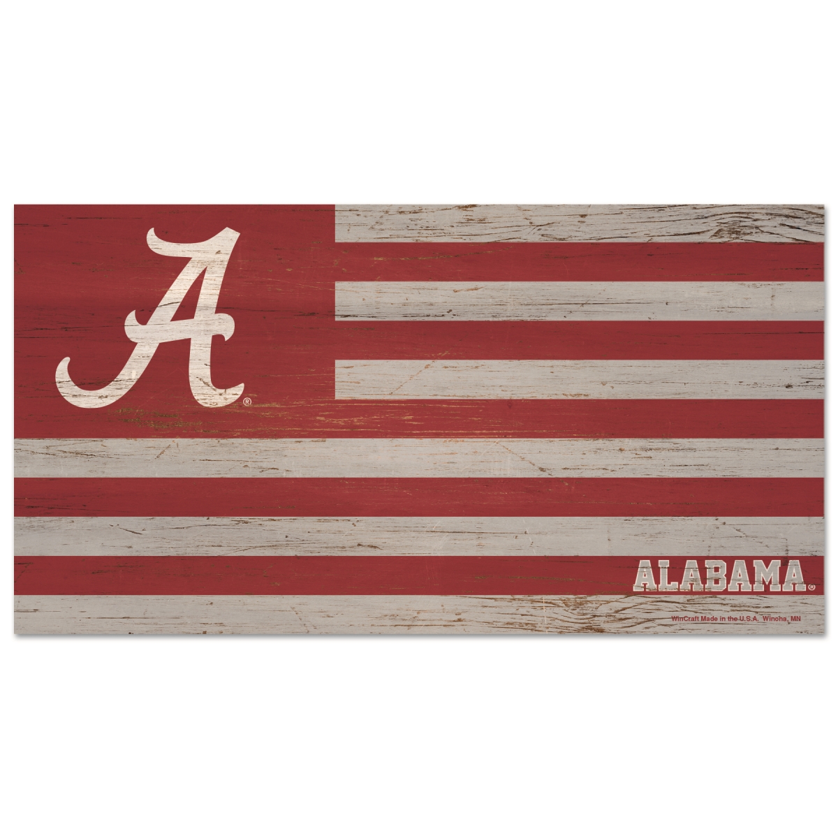 9416610808 9 x 17 in. Alabama Crimson Tide Sign - Wood Flag