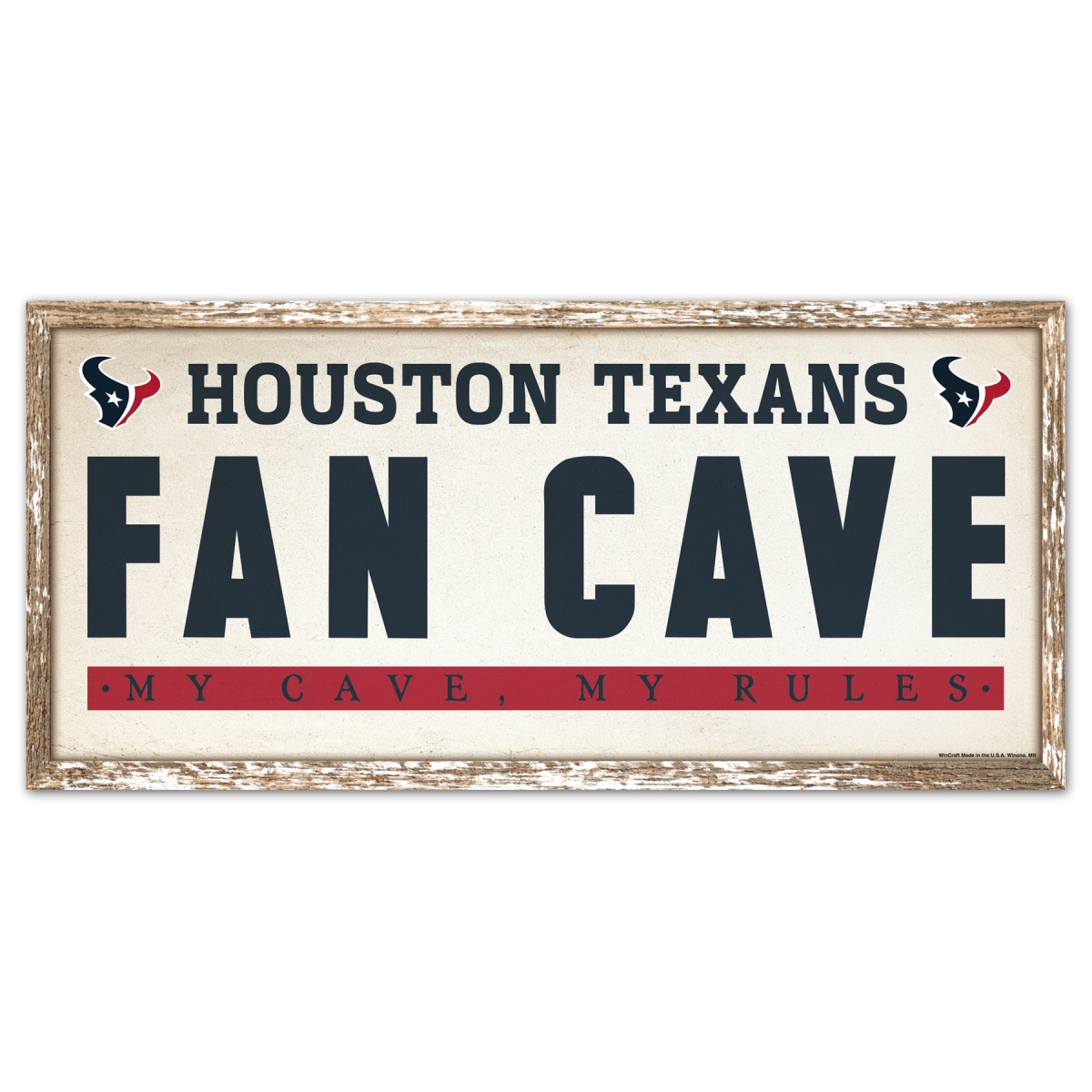 9416628362 8 x 17 in. Houston Texans Wood Fan Cave Sign