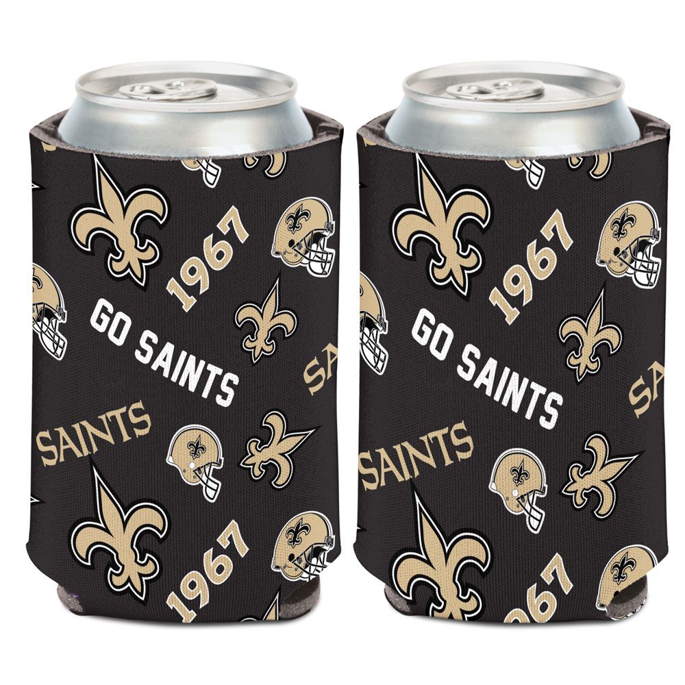 9416624250 Can Cooler - New Orleans Saints Scatter Print Design