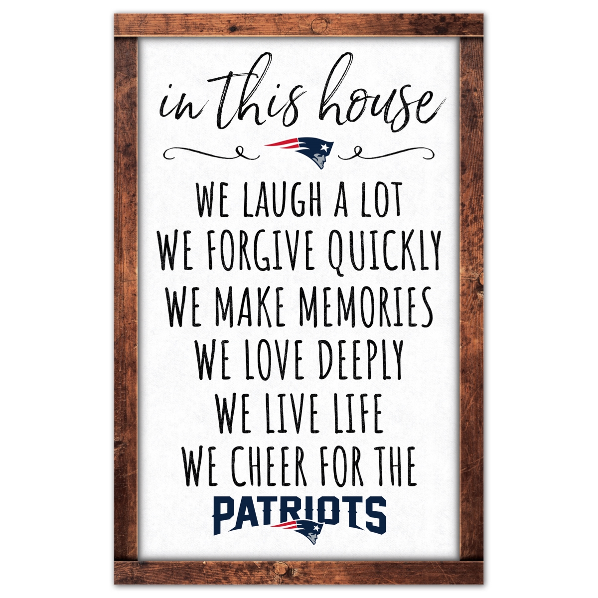 9416628413 11 x 17 in. New England Patriots Sign - Wood In This House