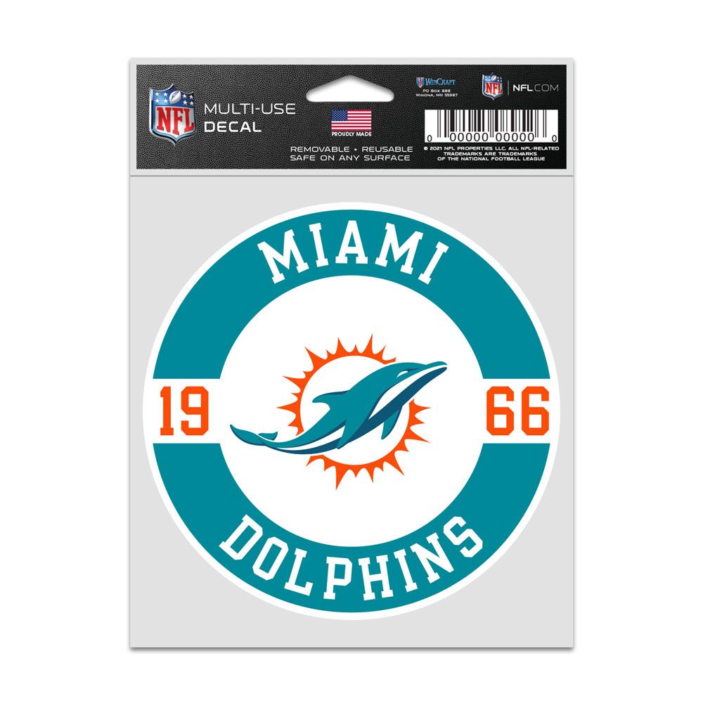 9416637999 3.75 x 5 in. Miami Dolphins Decal - Patch Fan
