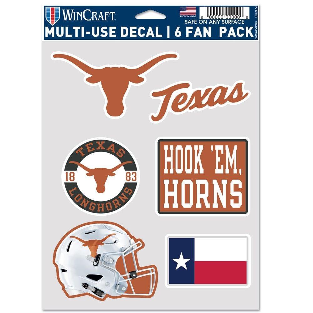 9416640703 Texas Longhorns Decal - Multi Use Fan - Pack of 6