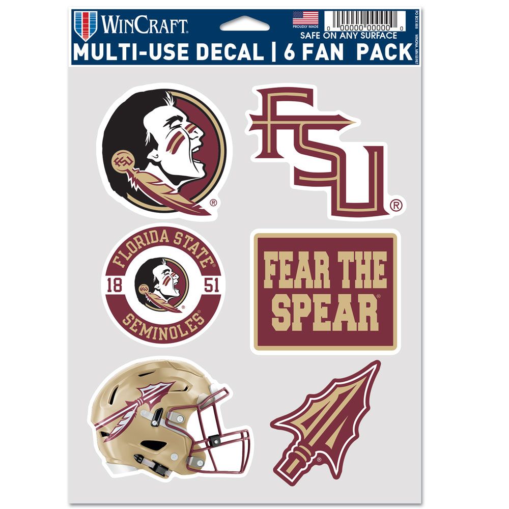 9416642841 Florida State Seminoles Decal - Multi Use Fan - Pack of 6