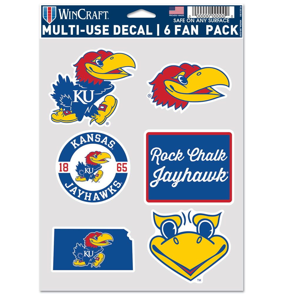 9416642957 Kansas Jayhawks Decal - Multi Use Fan - Pack of 6