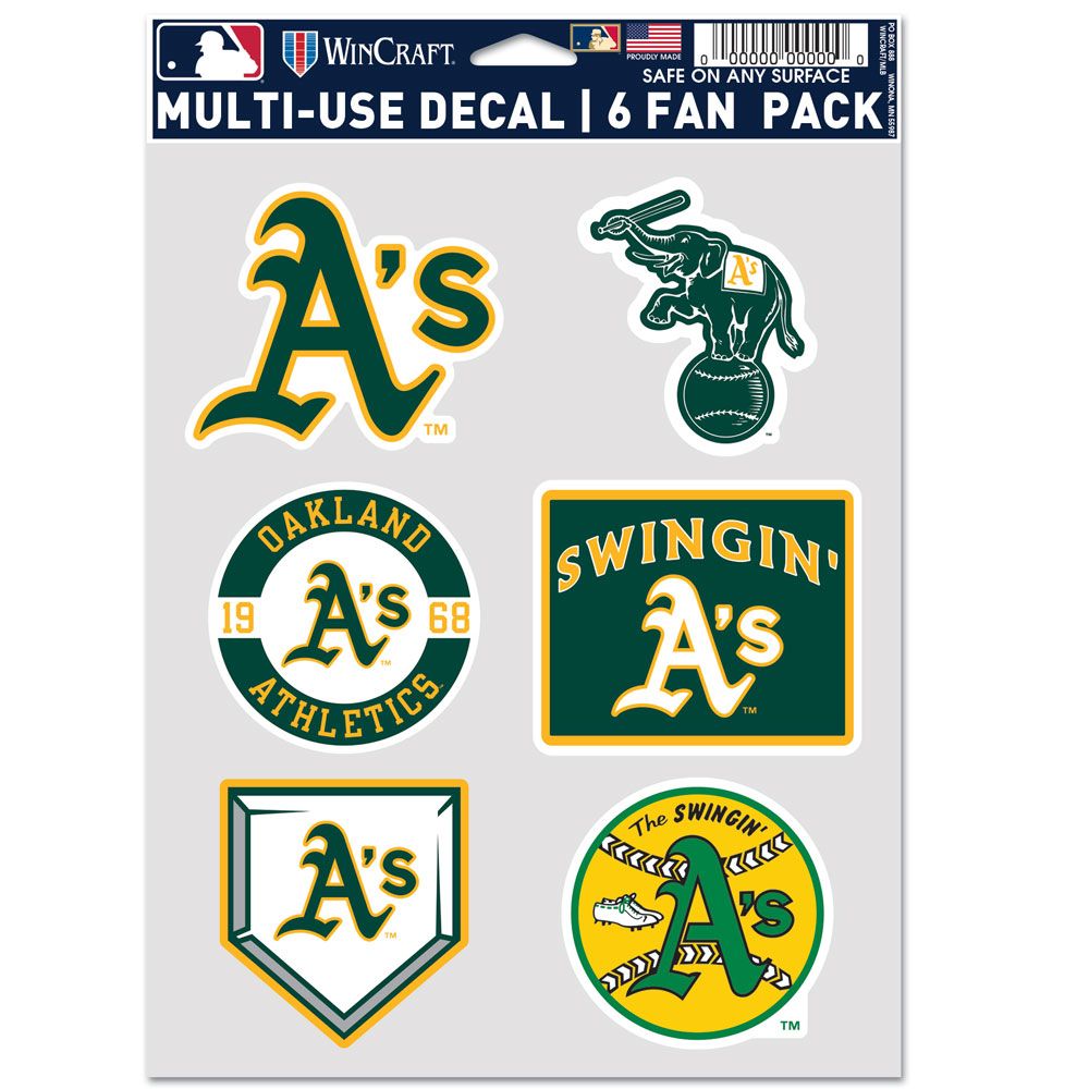 9416643736 Oakland Athletics Decal - Multi Use Fan - Pack of 6