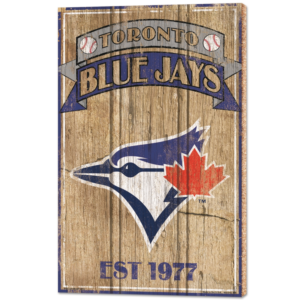 3208556158 15 x 24 in. Toronto Blue Jays Wood Established Sign