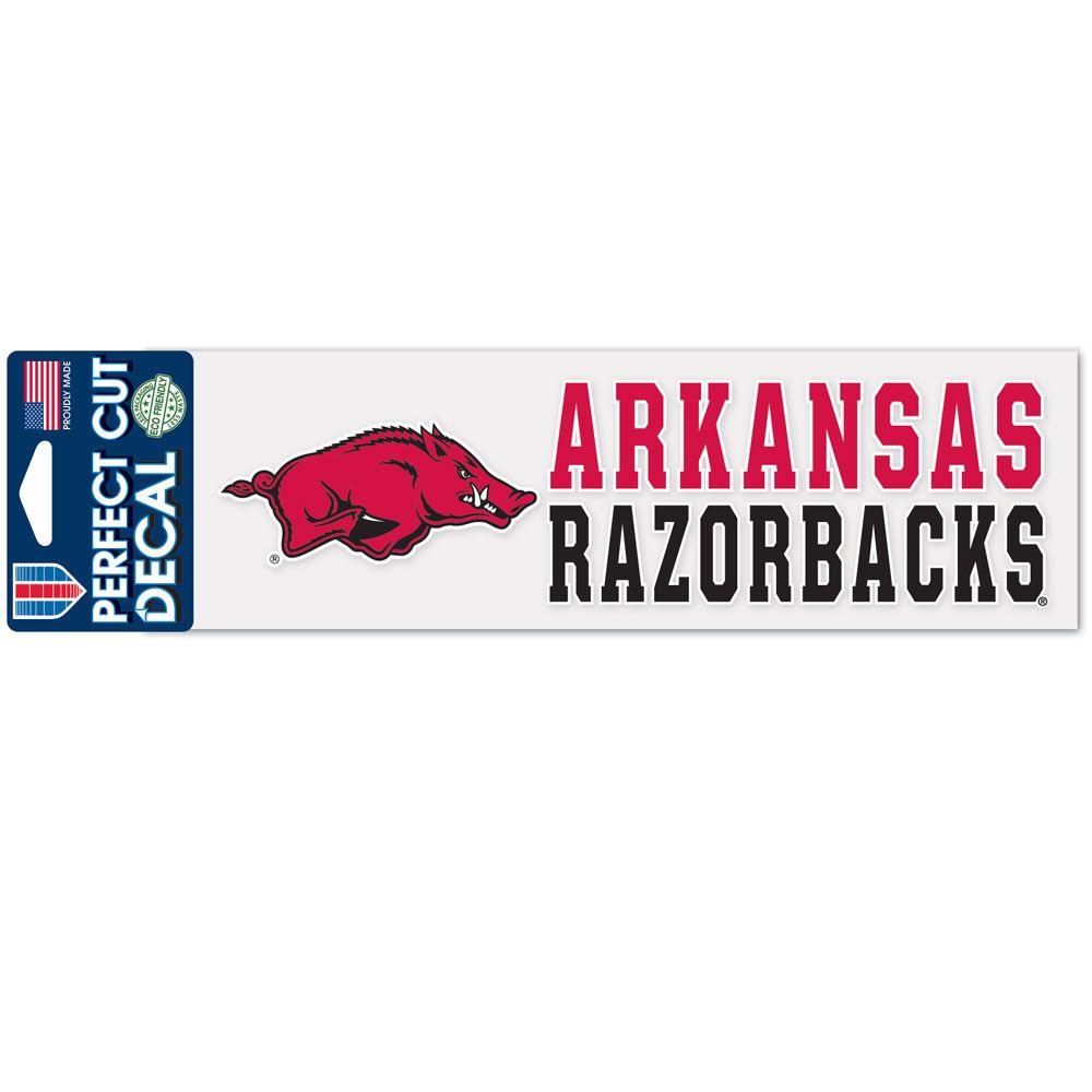 3208539097 3 x 10 in. Arkansas Razorbacks Decal - Perfect Cut Color