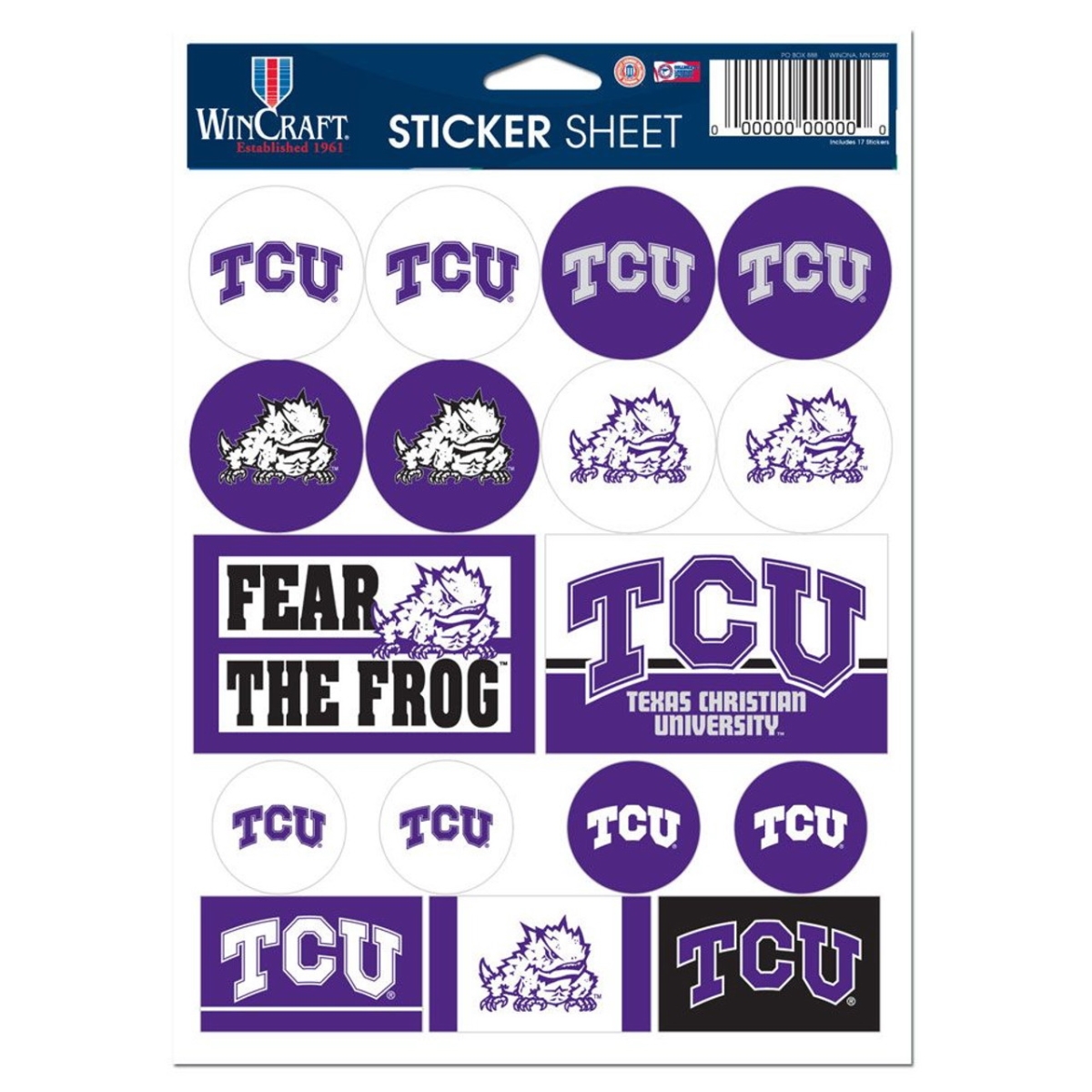 3208587761 5 x 7 in. TCU Horned Frogs Decal Sheet - Vinyl