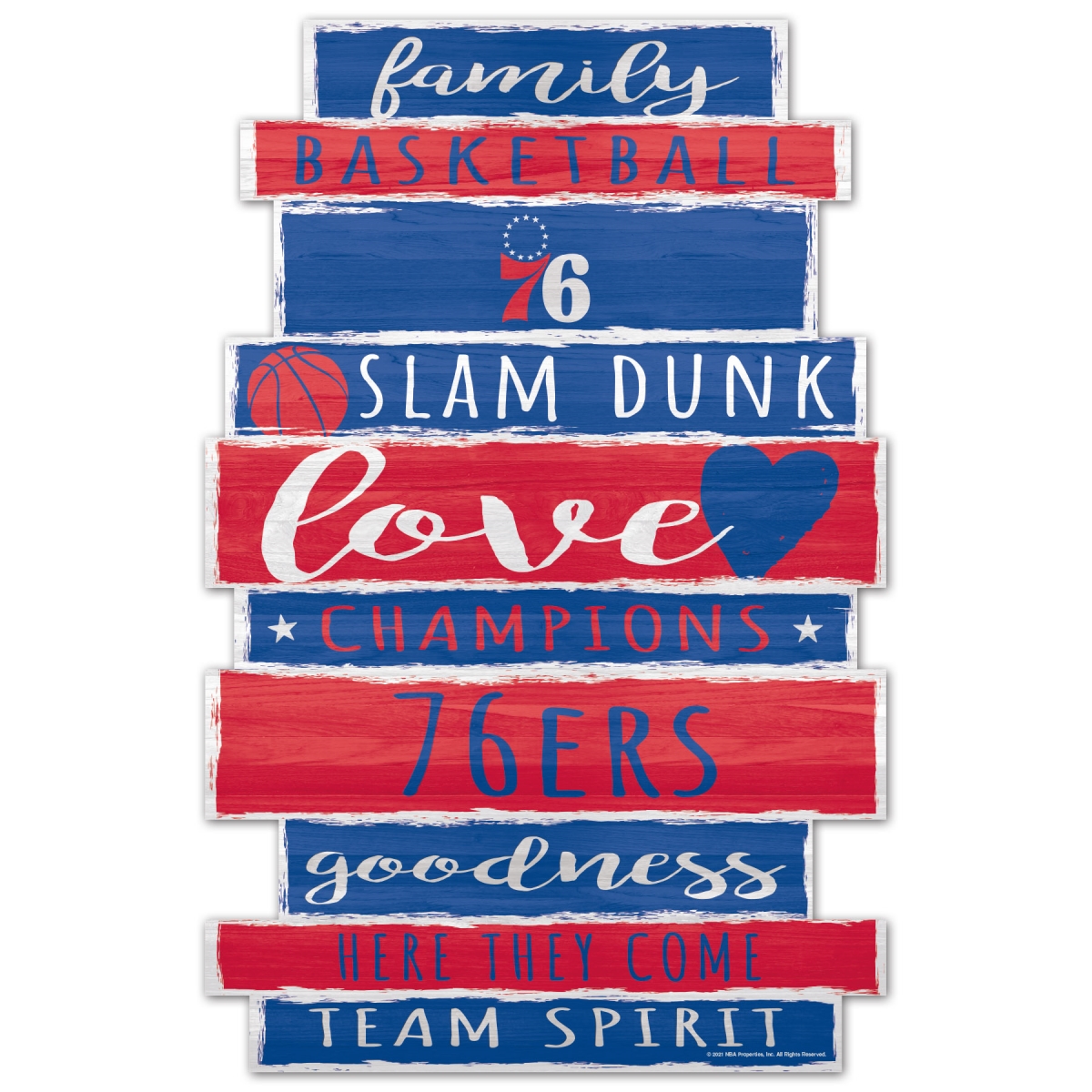 9416604427F 11 x 17 in. Philadelphia 76ers Sign - Wood Family Word