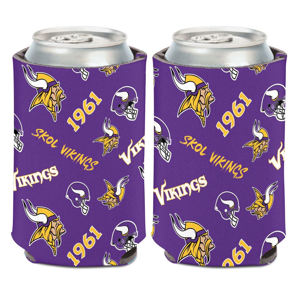9416629443 Minnesota Vikings Can Cooler - Scatter Print Design