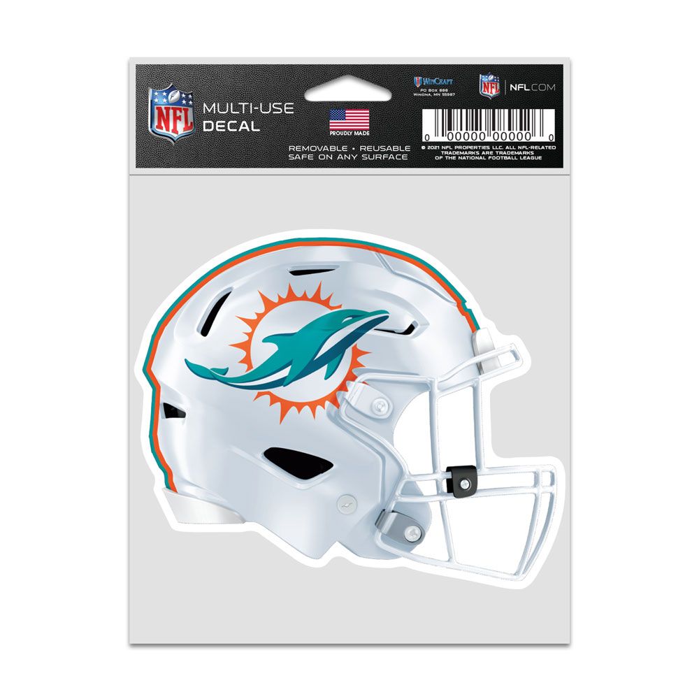 9416637998 3.75 x 5 in. Miami Dolphins Decal - Helmet Fan