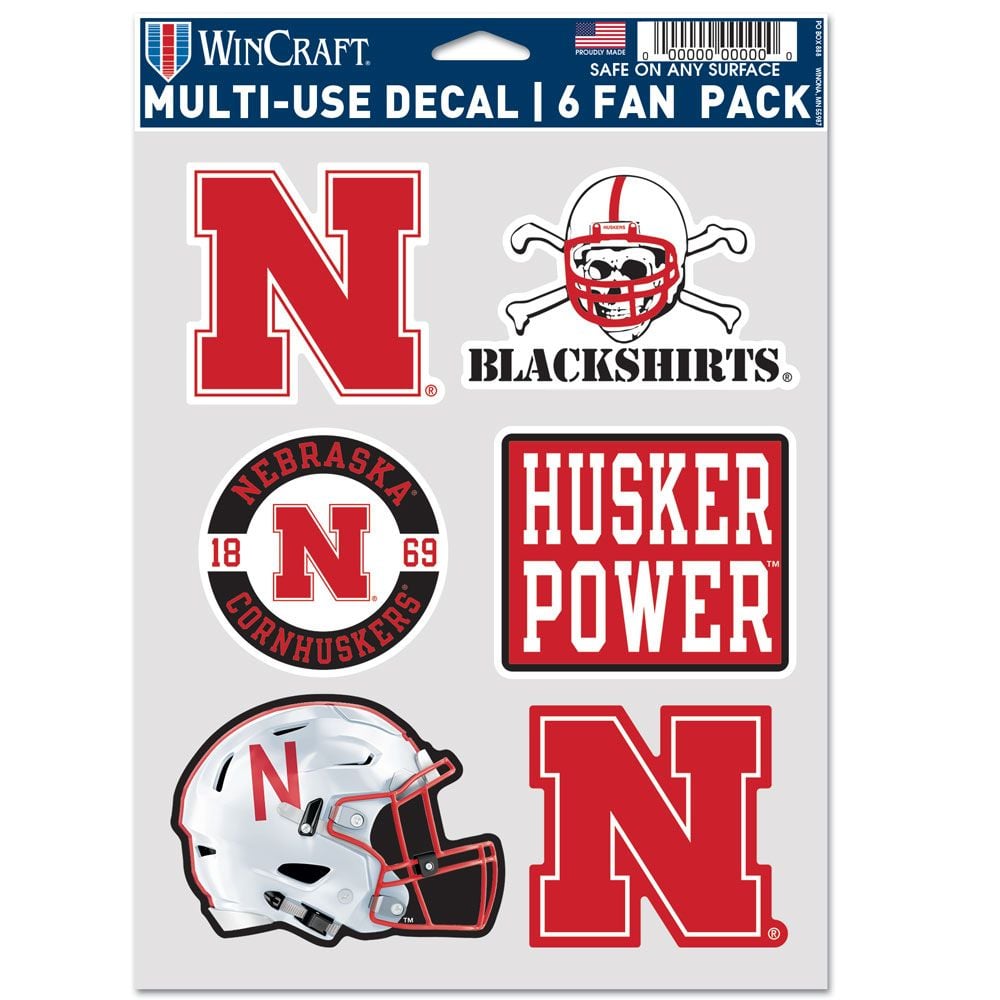 9416640693 Nebraska Cornhuskers Decal - Multi Use Fan - Pack of 6