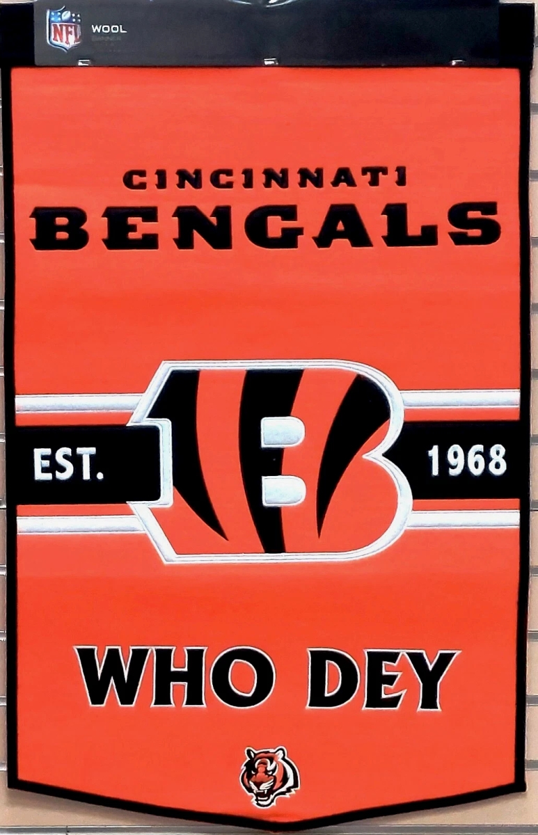9416647129 24 x 38 in. Cincinnati Bengals Banner - Wool Dynasty Champ Design