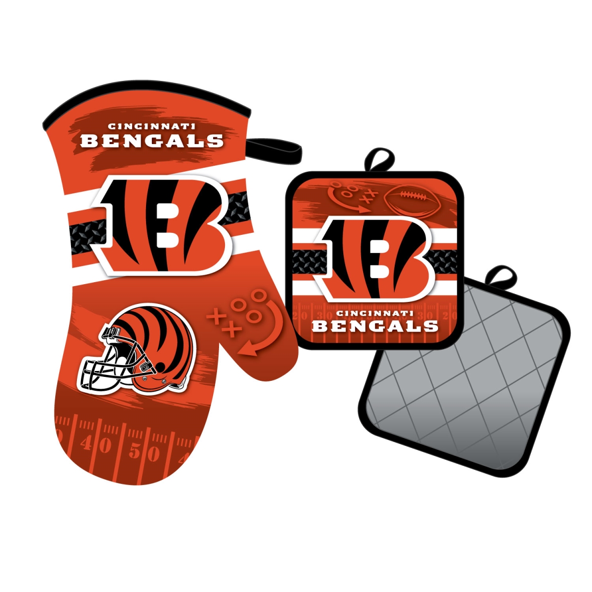 Mojo Licensing 9468800609 Cincinnati Bengals Oven Mitt & Pot Holder Set