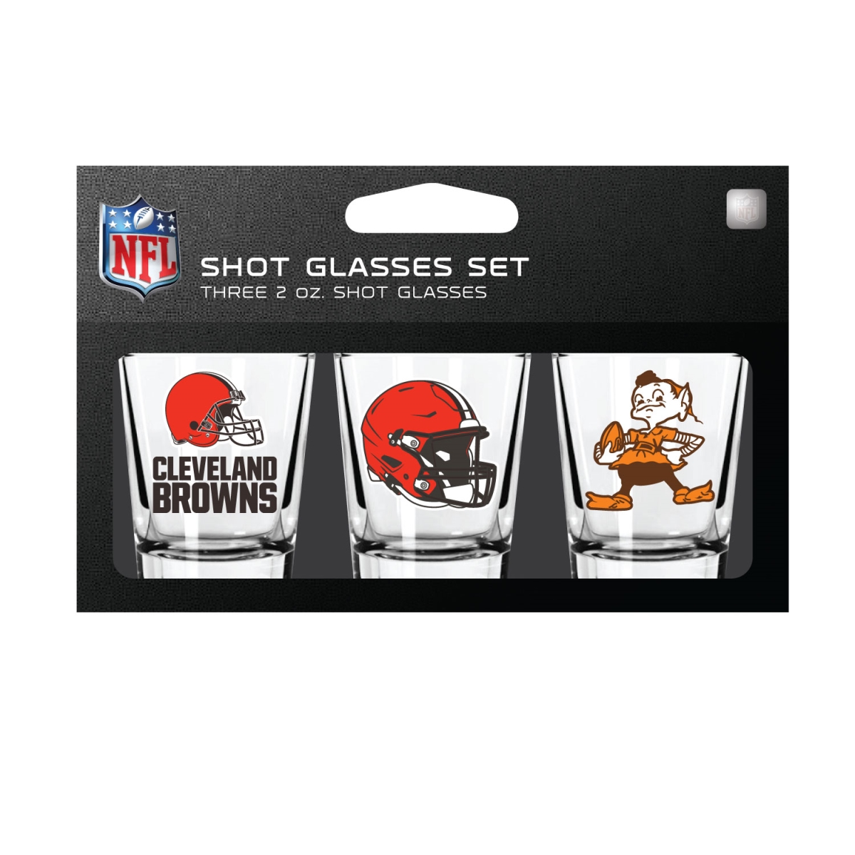 Mojo Licensing 9468813294 Cleveland Browns Shot Glass Set - Pack of 3