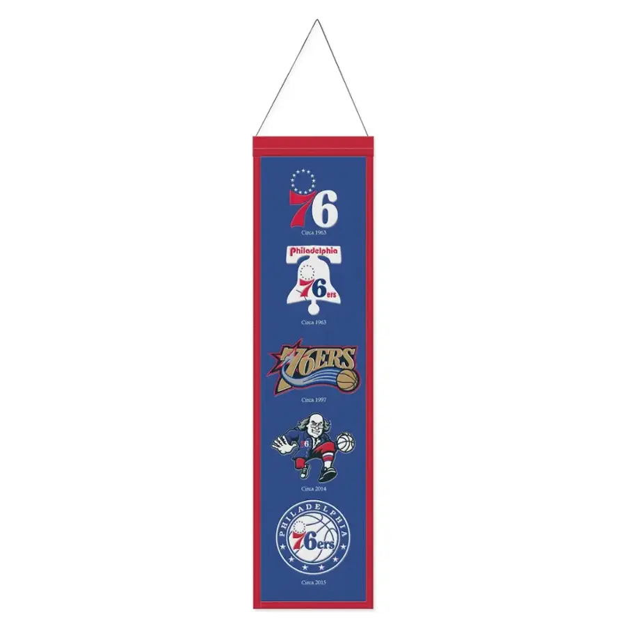 9416648232 8 x 32 in. Philadelphia 76ers Banner - Wool Heritage Evolution Design