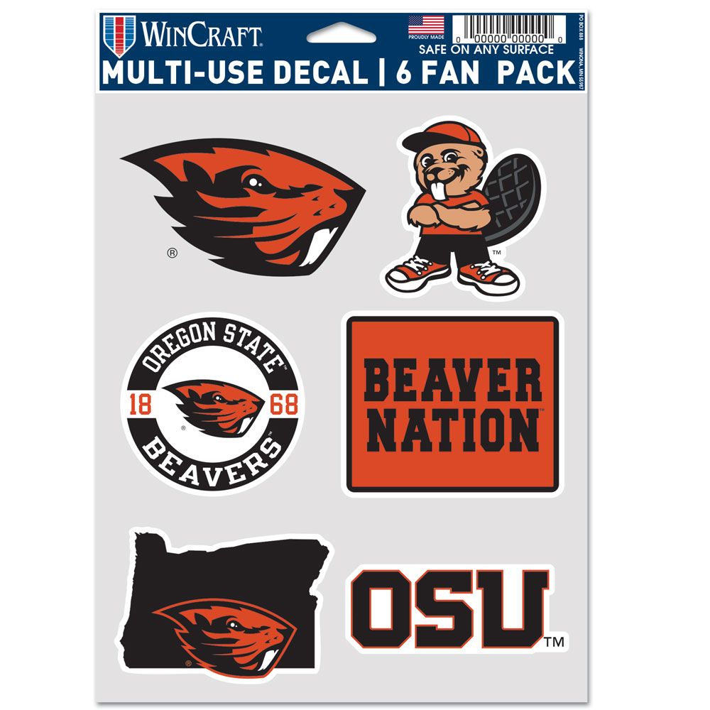 9416652872 Oregon State Beavers Decal - Multi Use Fan - Pack of 6