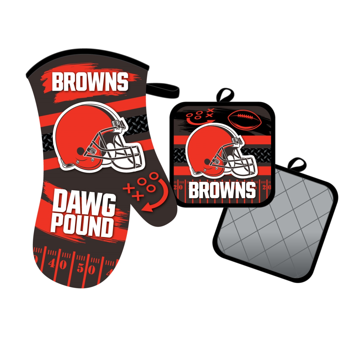 Mojo Licensing 9468800610 Cleveland Browns Oven Mitt & Pot Holder Set