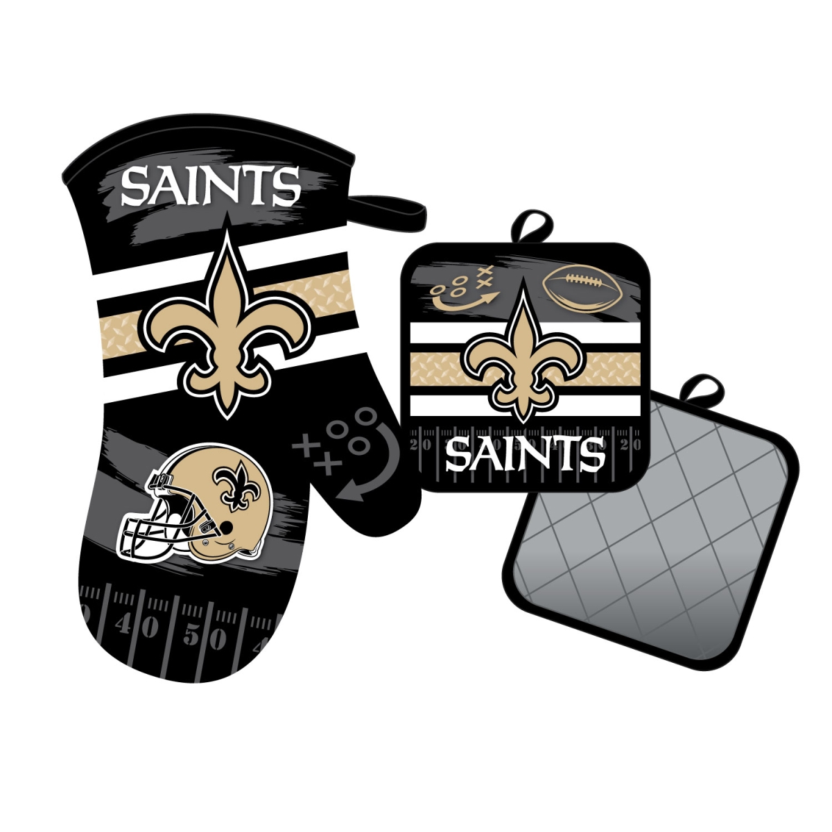 Mojo Licensing 9468800624   Orleans Saints Oven Mitt & Pot Holder Set