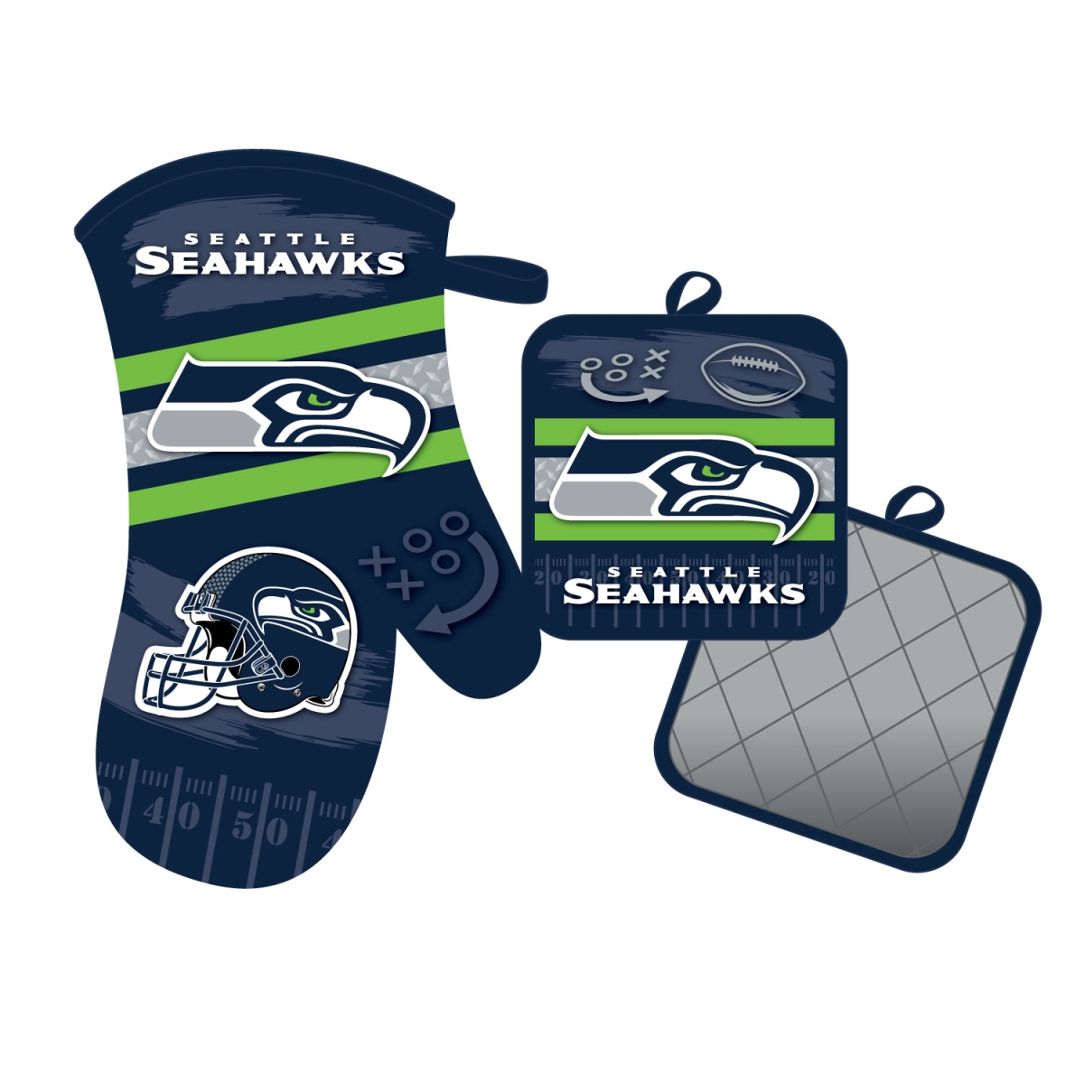 Mojo Licensing 9468800630 Seattle Seahawks Oven Mitt & Pot Holder Set
