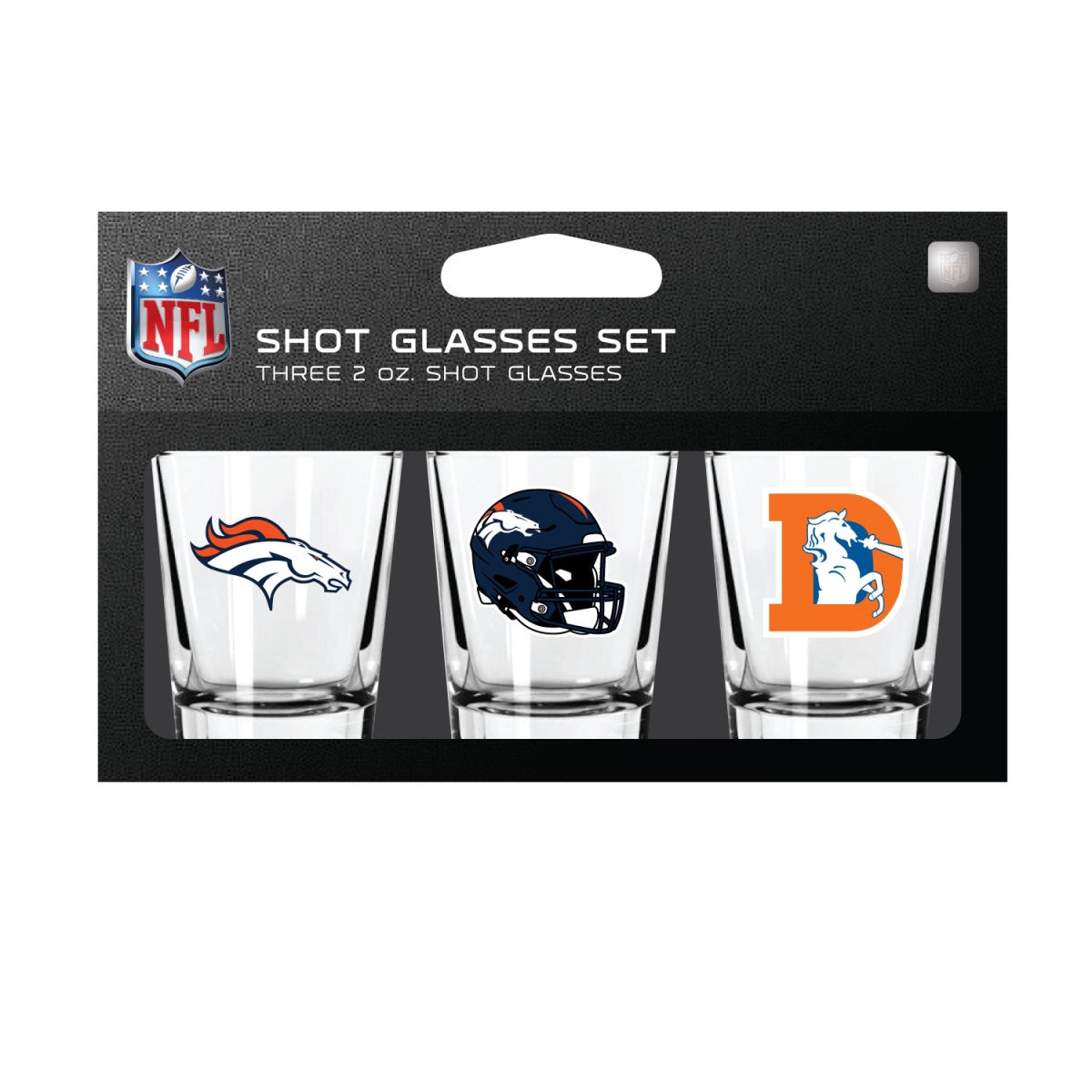 Mojo Licensing 9468813296 Denver Broncos Shot Glass Set - Pack of 3