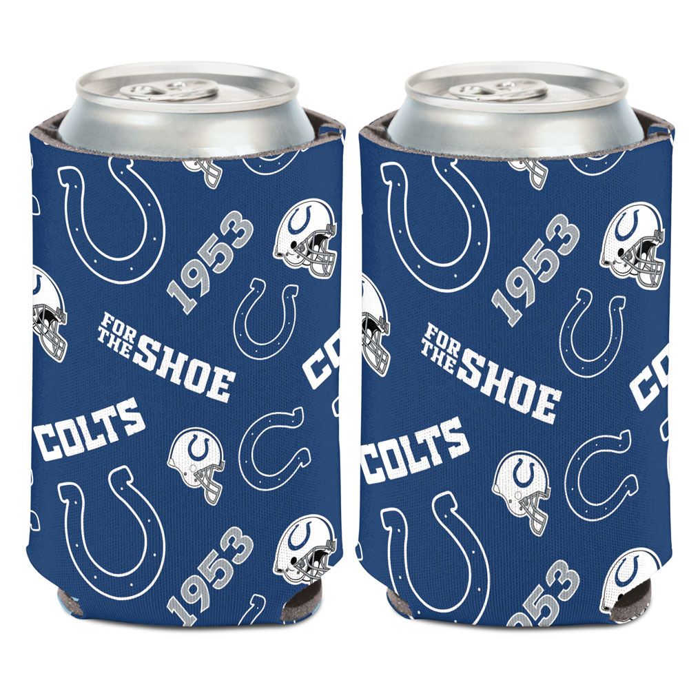 9416624245 Can Cooler - Indianapolis Colts Scatter Print Design