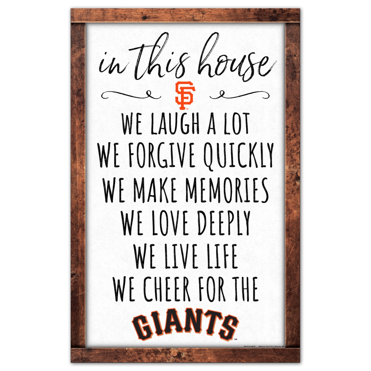 9416628680 11 x 17 in. San Francisco Giants Sign - Wood In This House