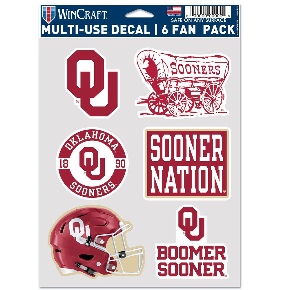 9416640696 Oklahoma Sooners Decal - Multi Use Fan - Pack of 6