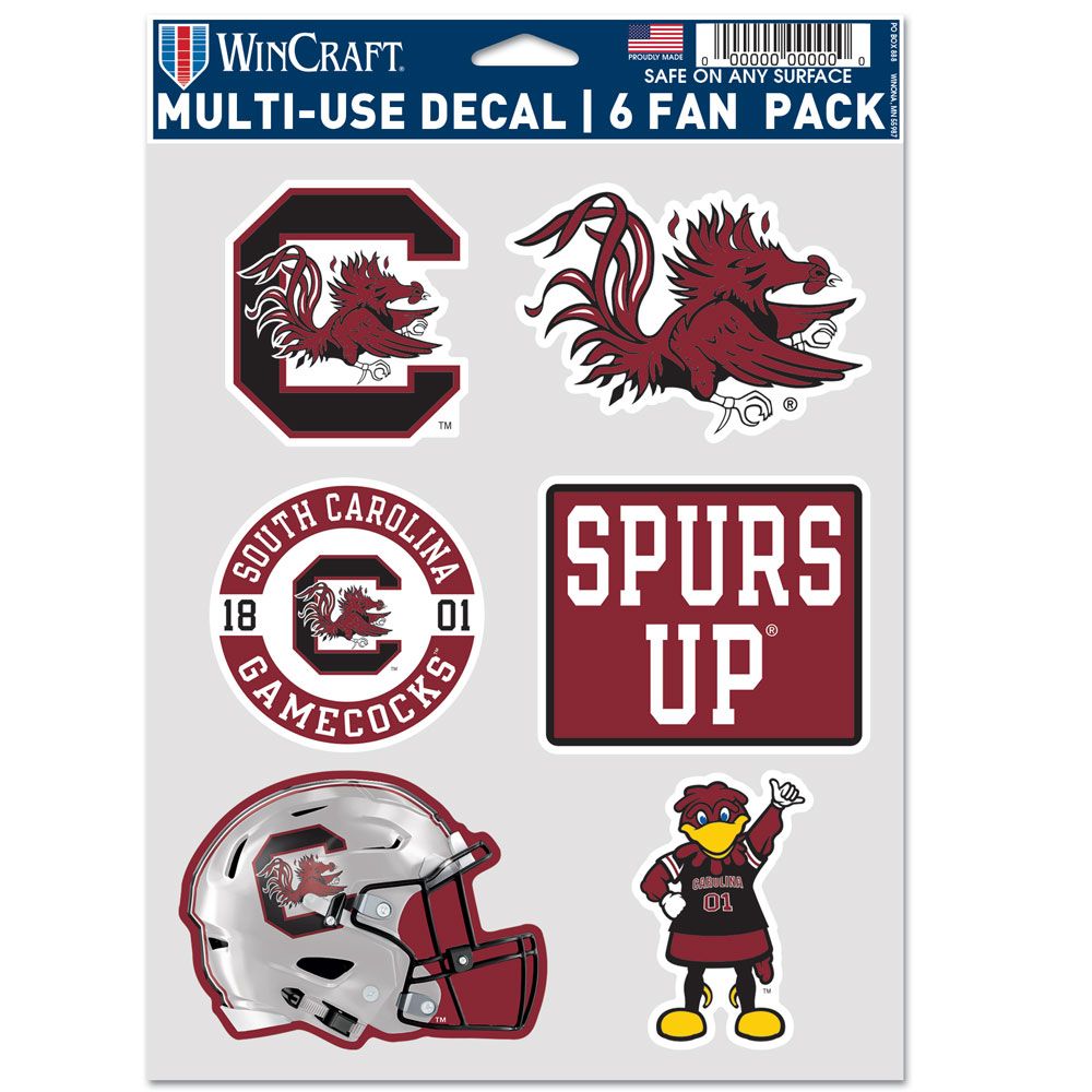 9416640700 South Carolina Gamecocks Decal - Multi Use Fan - Pack of 6