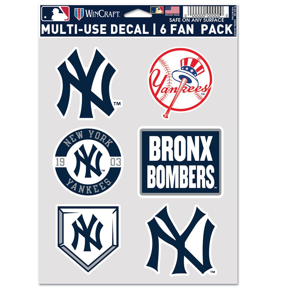 9416643766   York Yankees Decal - Multi Use Fan - Pack of 6