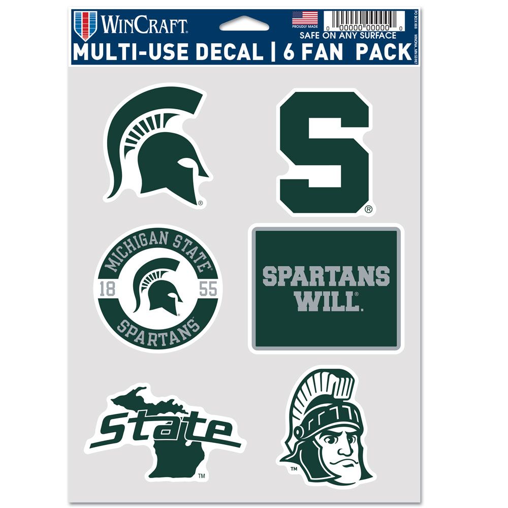 9416651044 Michigan State Spartans Decal - Multi Use Fan - Pack of 6