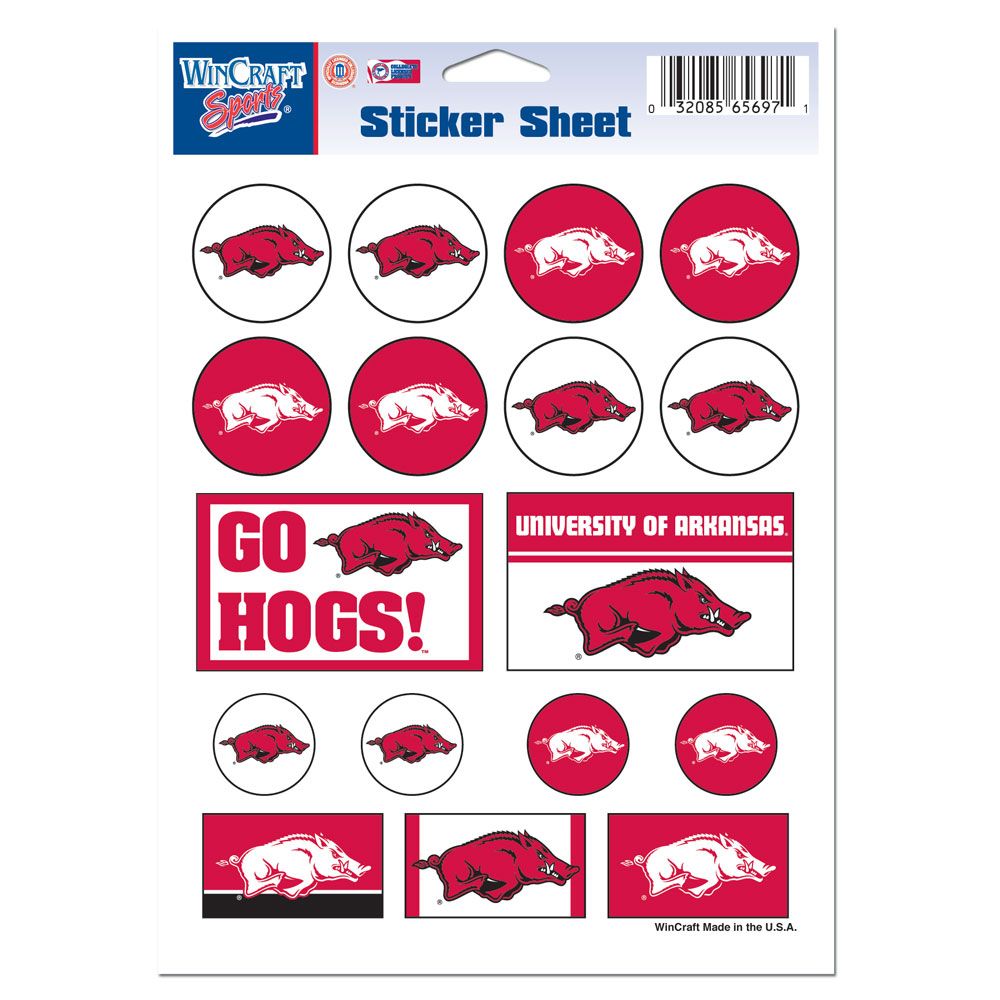 3208549650 5 x 7 in. Arkansas Razorbacks Decal Sheet - Vinyl
