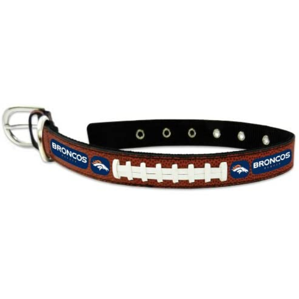 3705705111 Denver Broncos Pet Collar - Leather Classic Football Super Bowl 50 Champ - Large