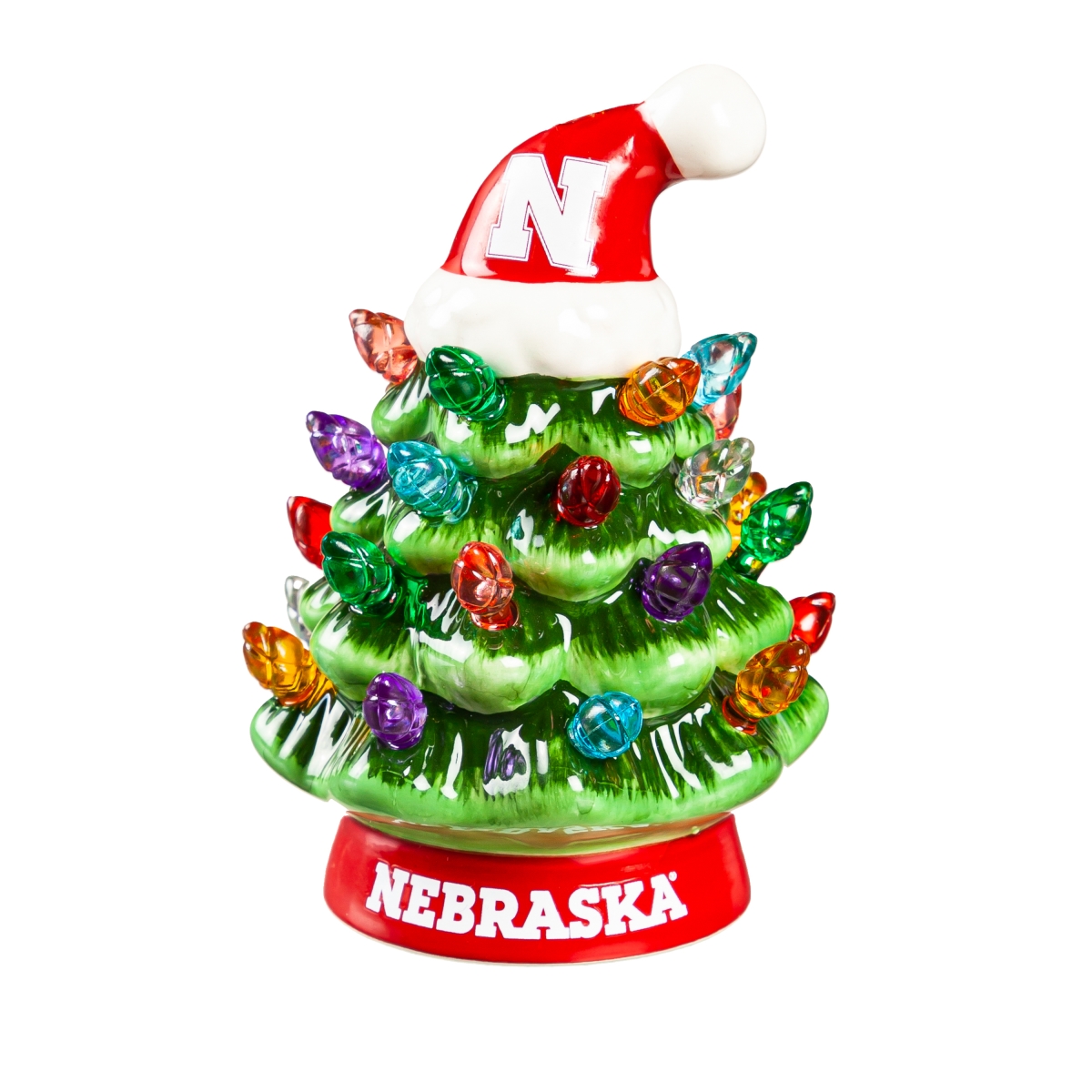 194639734 4 in. Nebraska Cornhuskers Christmas Tree - LED Tabletop