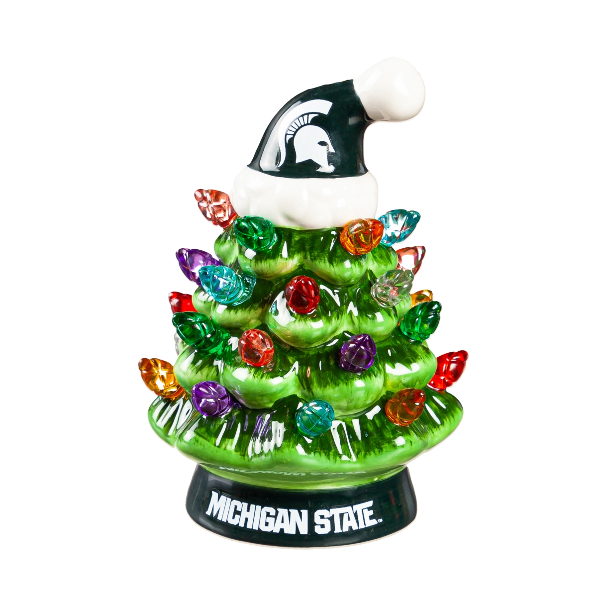 194639750 4 in. Michigan State Spartans Christmas Tree - LED Tabletop