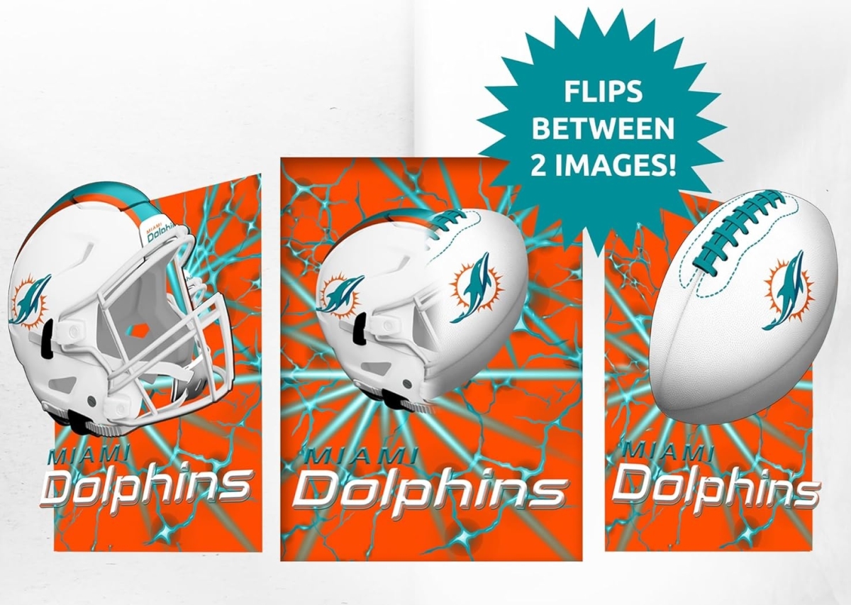 4033142827 12 x 16 in. Miami Dolphins 3D Art Print - Lightning Flip