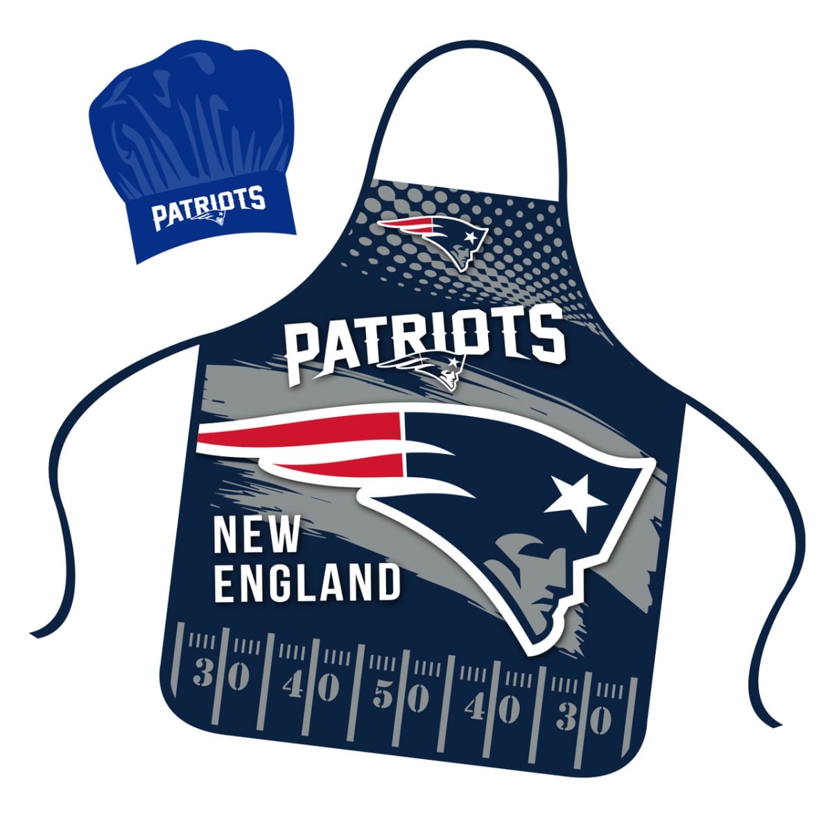 9468800033   England Patriots Chef Hat & Apron Set