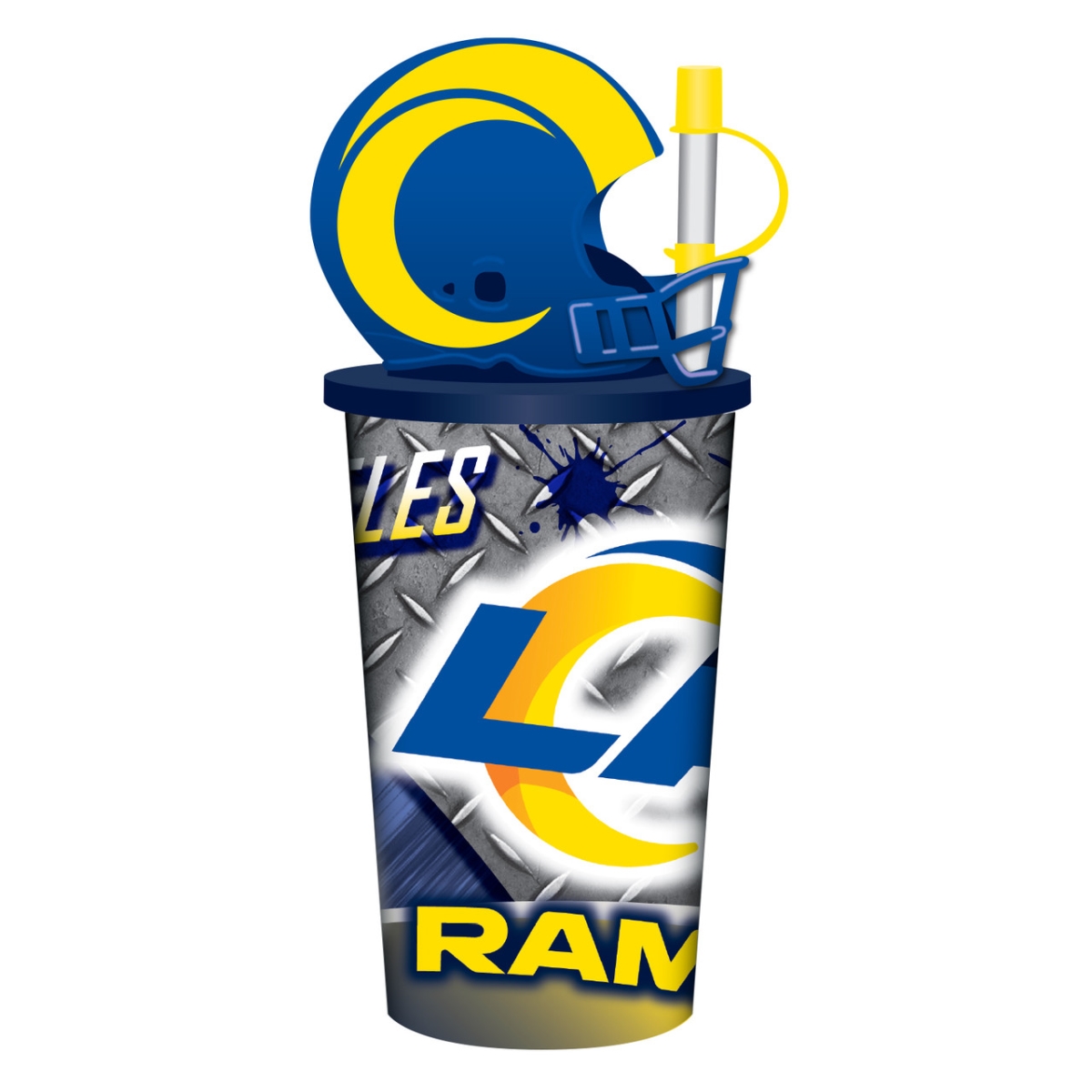 9468808238 Los Angeles Rams Helmet Cup with Straw - Plastic