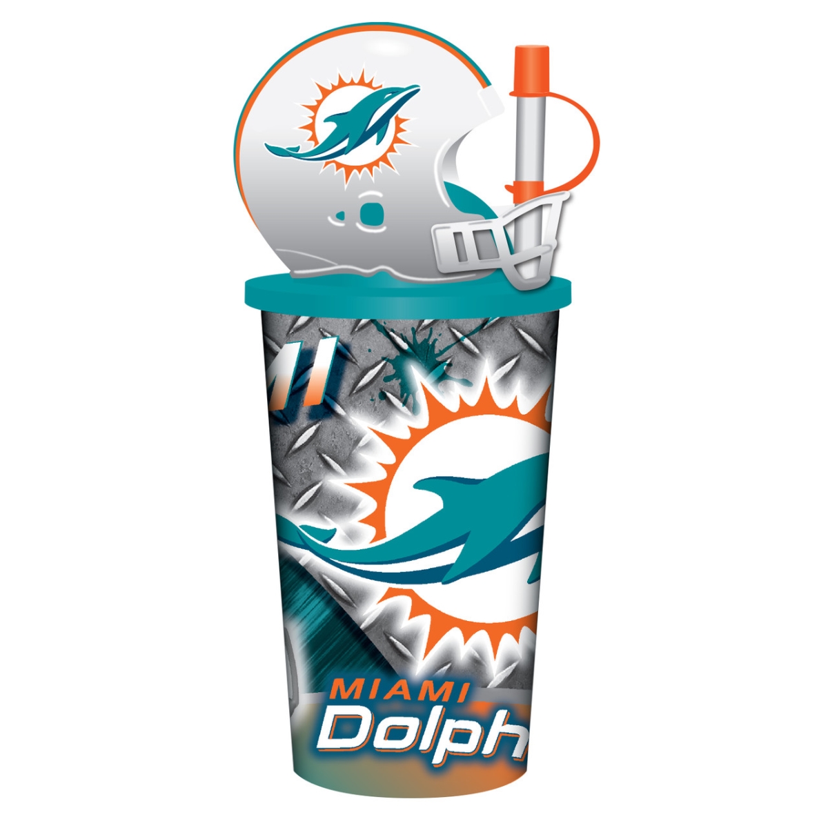 9468808240 Miami Dolphins Helmet Cup with Straw - Plastic
