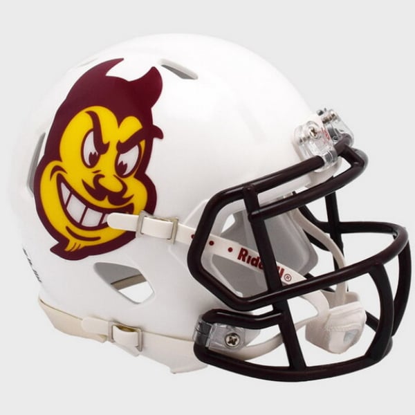 9585590400 Arizona State Sun Devils Helmet - Riddell Replica Mini Speed Style White Sparky