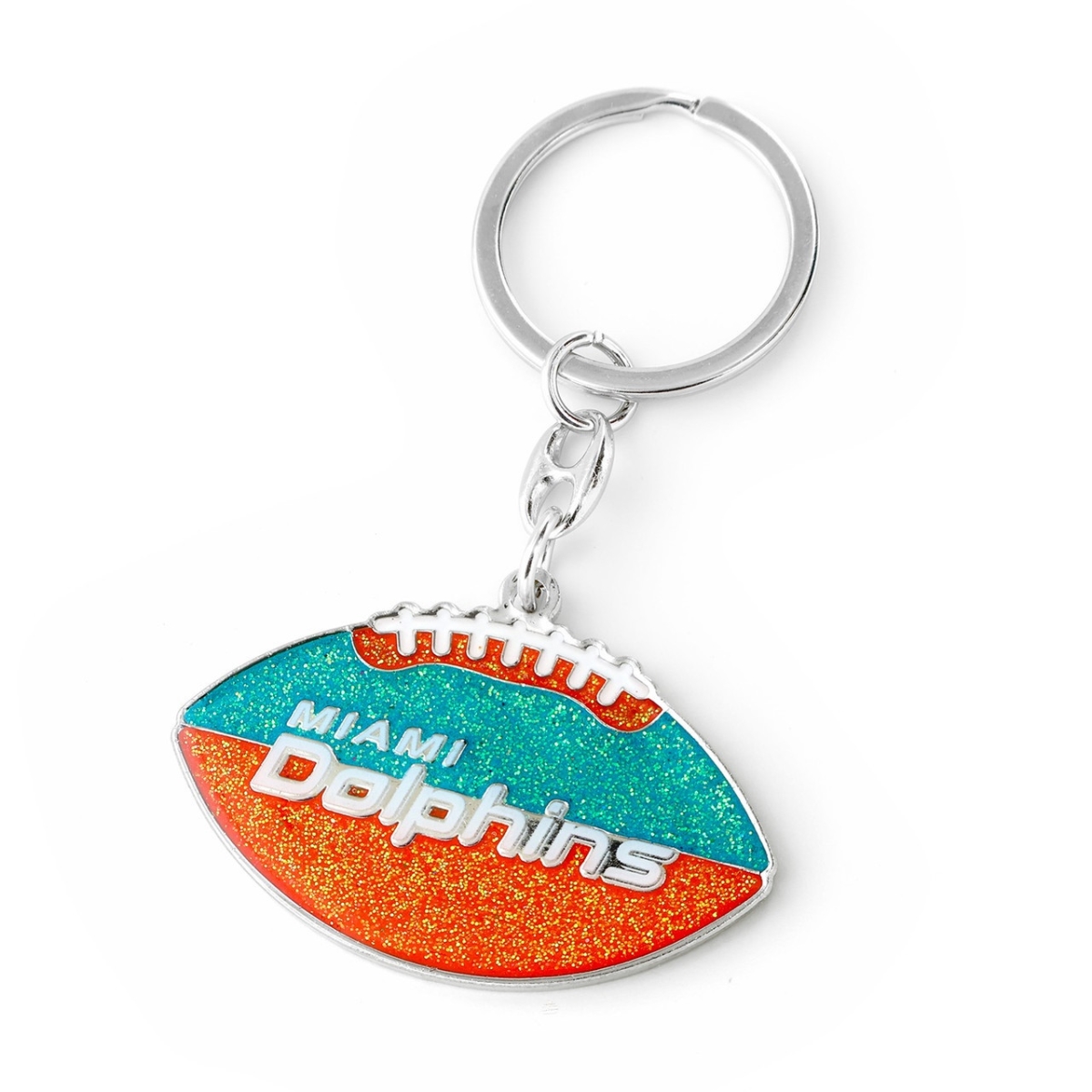 6326475355 Miami Dolphins Football Glitter Keychain